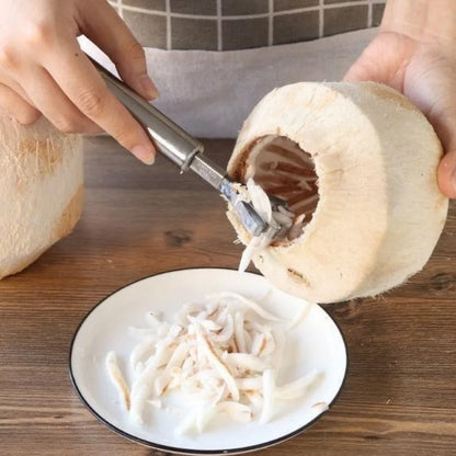 Unlock the Freshness of Coconuts with Our Heavy-Duty Stainless Steel Coconut Opener Tool Set - Complete with Rubber Hammer and Ergonomic Wooden Handle!