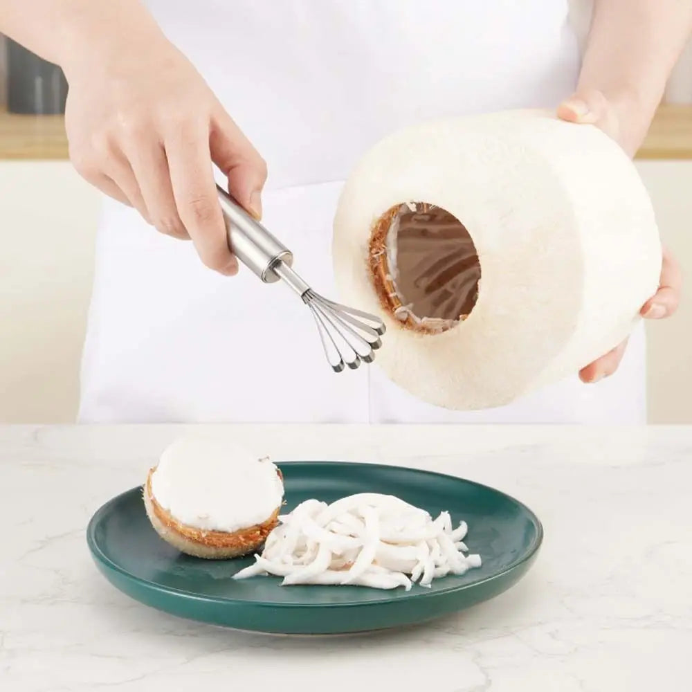 Unlock the Freshness of Coconuts with Our Heavy-Duty Stainless Steel Coconut Opener Tool Set - Complete with Rubber Hammer and Ergonomic Wooden Handle!